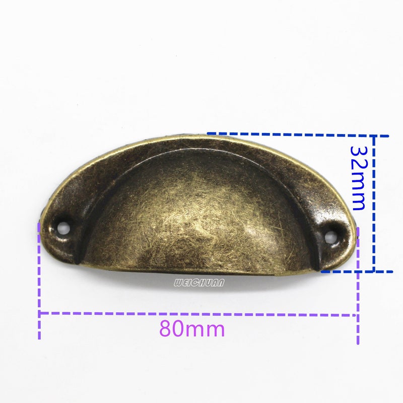 WEICHUAN 30PCS Antique Brass Iron Drawer Knobs Pulls Handles - Vintage Kitchen Cabinets Furniture Wardrobe Medicine Pull Handle(Length: 81mm Width: 32mm) - Image 5